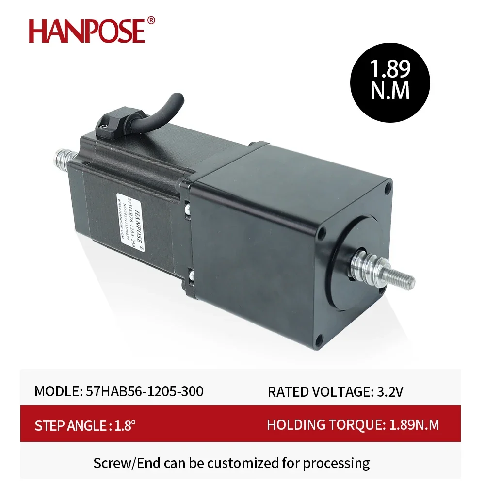 Винтовой шаговый двигатель Hanpose 57HAB76-1205-300MM 189N.cm Линейный 3 2 В 1 8 А с винтом