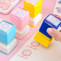 cute cartoon childrens clock learning seal stamps creative diy clock time stamp macaron collection stamped kids toy rewards