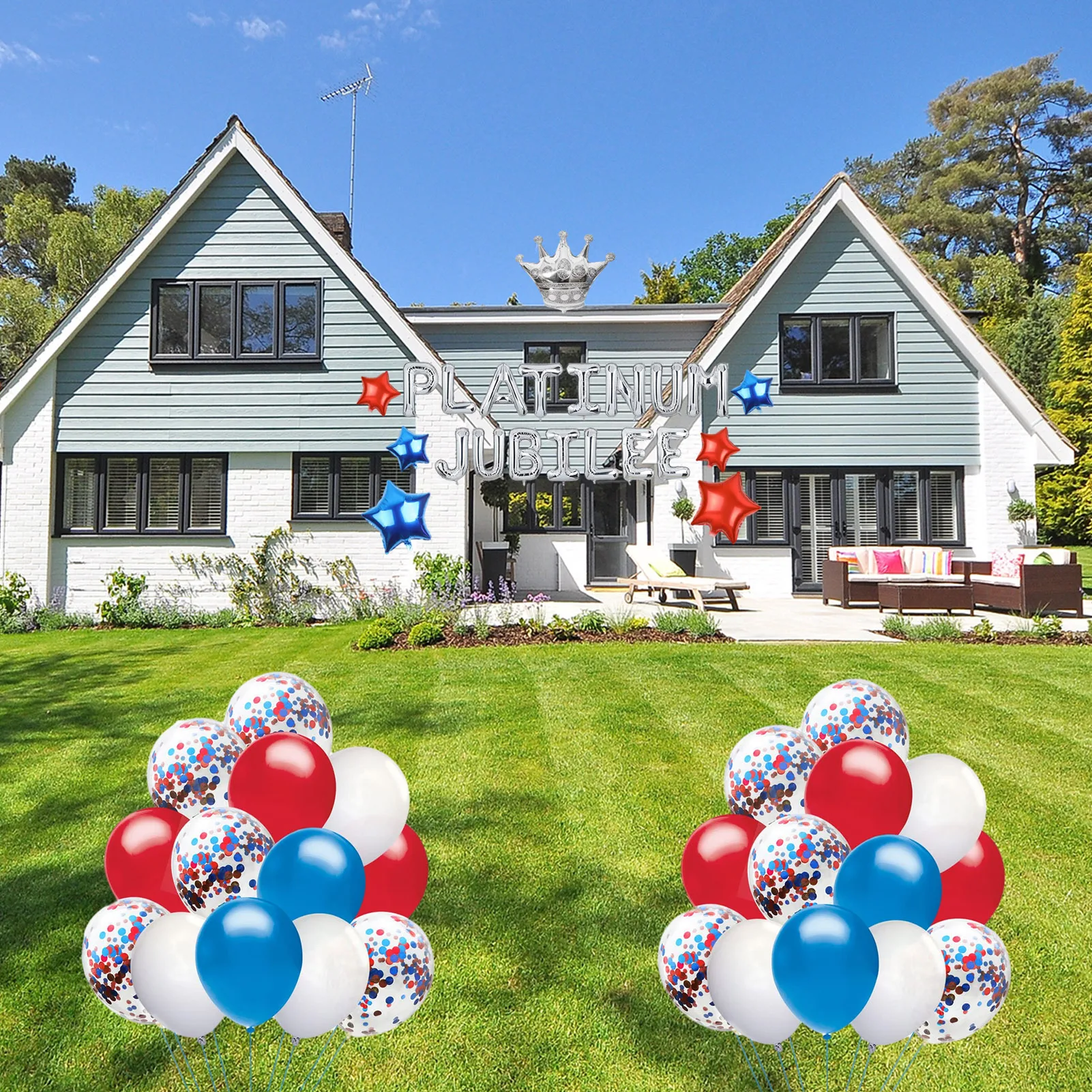 

44Pcs Queens Platinums Jubilee Balloons Platinums Jubilee Decorations 2022 Celebration 2022 Queens 70th Platinums Jubilee
