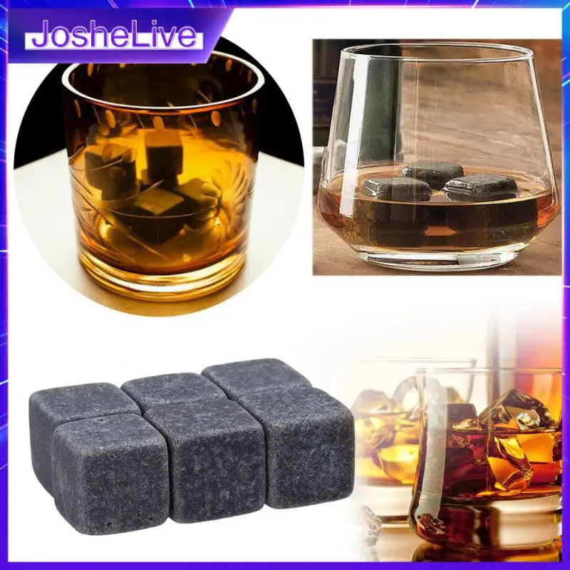 

With Bag Whisky Cooler Cubes Reusable 6 Pcs Ice Stones Bar Utensils Whiskey Rocks Christmas Bar Gift Favor Wine Drinks