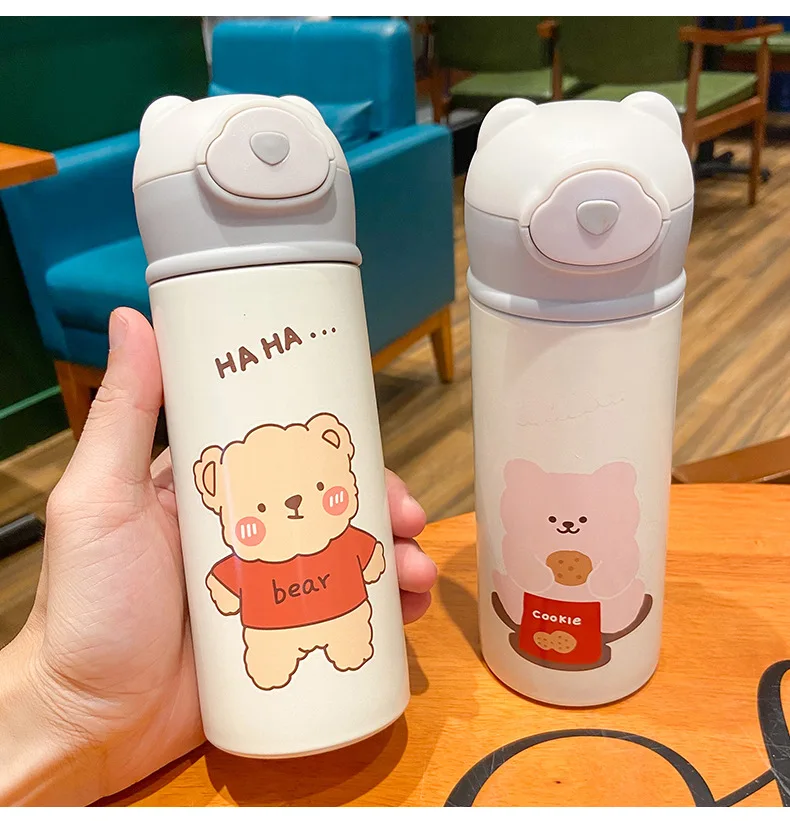 

Cartoon Cute Bear Mug Creative Personality Couple Straw Cup Household Water Bottle