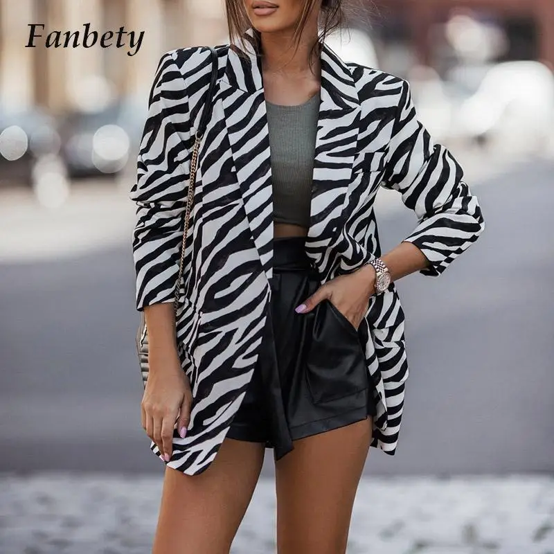 

Женский кардиган с длинным рукавом, повседневный легкий пиджак с принтом зебры в винтажном стиле, осень 2022