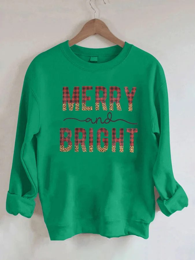 

Merry And Bright Christmas Casual Crew Neck Sweatshirt