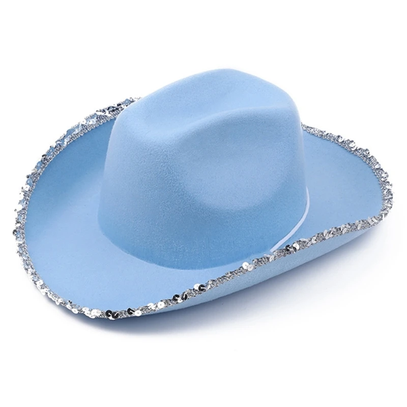 

Halloween Blue Color Xmas Hats for Women Men Thick Fabric Cowboy Casual Hats