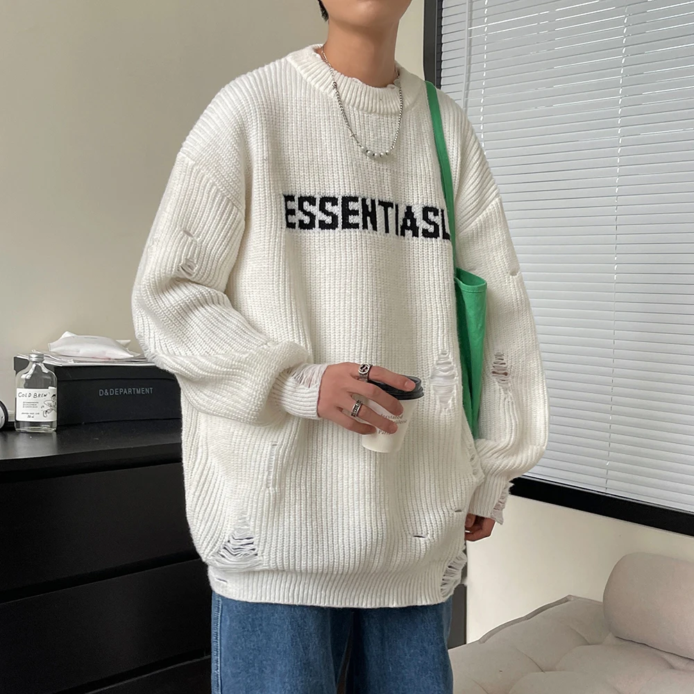 

New Letter High Street Oversize Simple Solid Couple Sweater Woman Sweatshirt Unisex Man Pullover Shirts Jersey Varsity Autumn