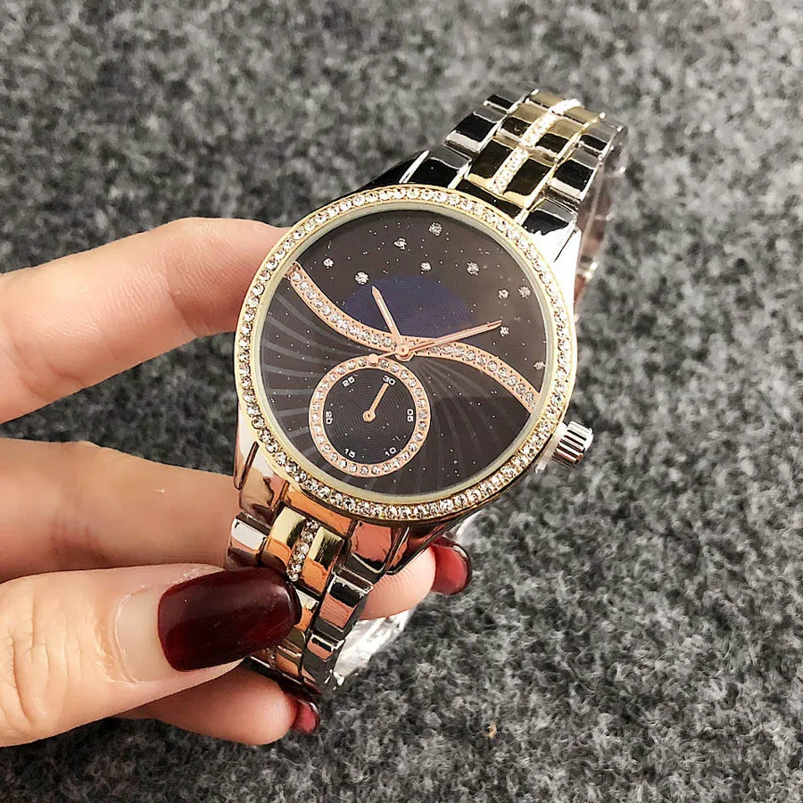Brand Wrist Watches Women Girl Ladies Crystal Style Quartz Casual Steel Metal Band Clock m74