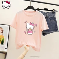 sanrio hello kitty 2022 new summer short sleeve t shirt womens fashion clothes tee super hot korean loose student t shirt top