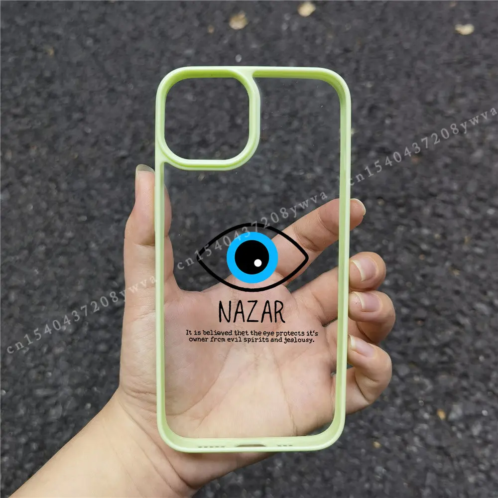 Turkish Lucky Blue Evil Eye Phone Case For iPhone 14 Pro MAX 11 13 12 XS X XR 8 7 Plus Clear Shockproof Black Hard Cover Fundas images - 6
