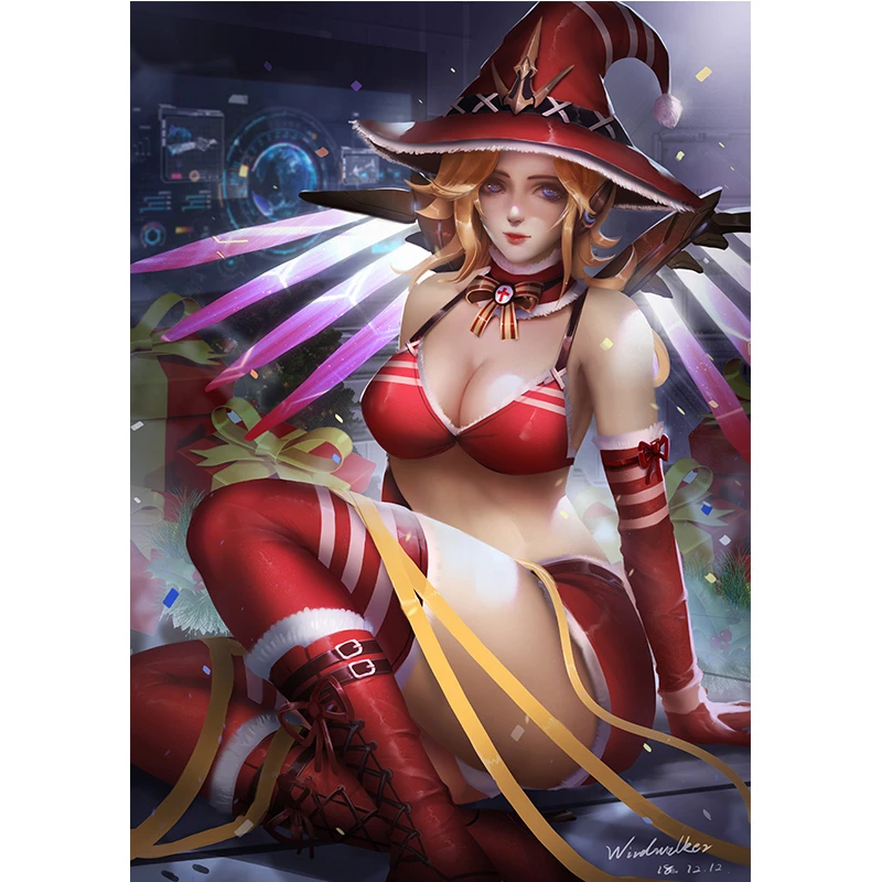 Печать девять Overwatch ангел искусство холст плакат на заказ 16x24 24x36 дюймов гостиная