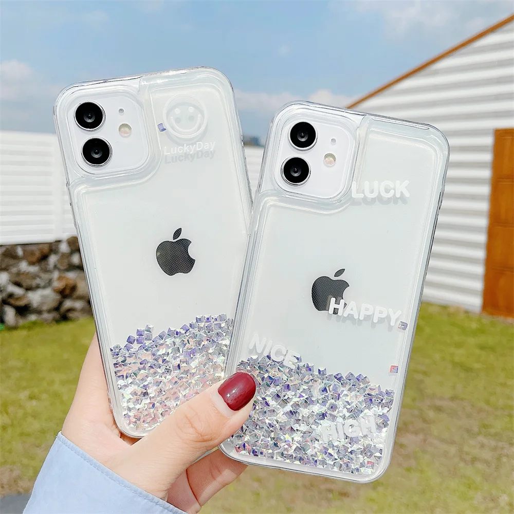 

For Iphone 13 12 11 Pro Max Glitter Dynamic Diamond Case Liquid Transparent Acrylic Protection Cover For 6 7 8 Plus X Xr Xs Max