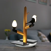 10w qi wireless charging led desk lamp dual charger bird table lamp warm white night lights for home