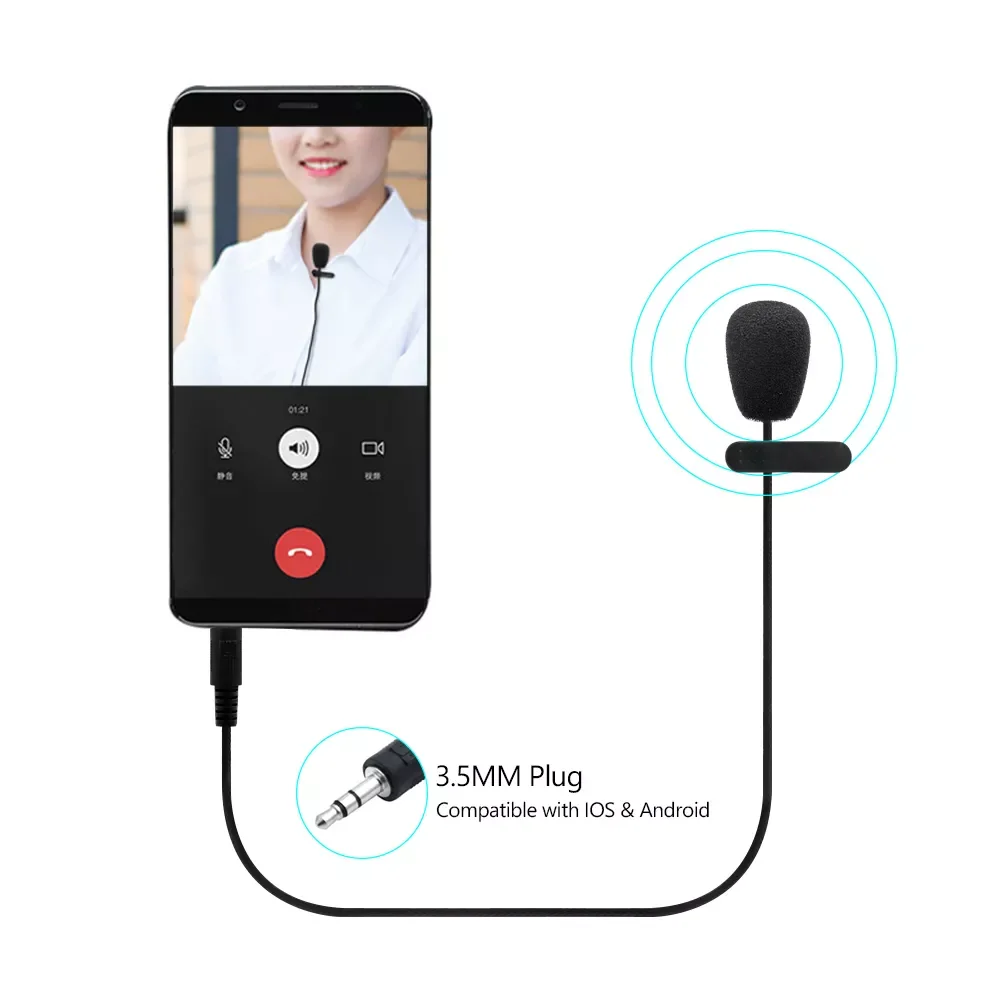 

2m Mini Lavalier Microphone Condenser Clip-on Lapel Mic Wired 3.5mm Microfon Gooseneck Mic For PC Computer VoIP MSN Skype Chat