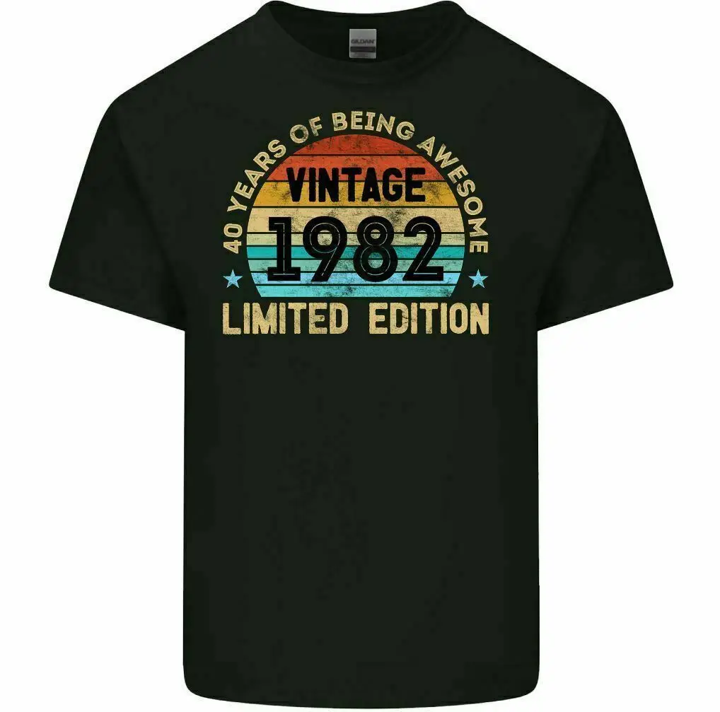 

40th Birthday T-Shirt 1982 Mens Funny LIMITED EDITION 40 Year Old Being Awesome Short Sleeve