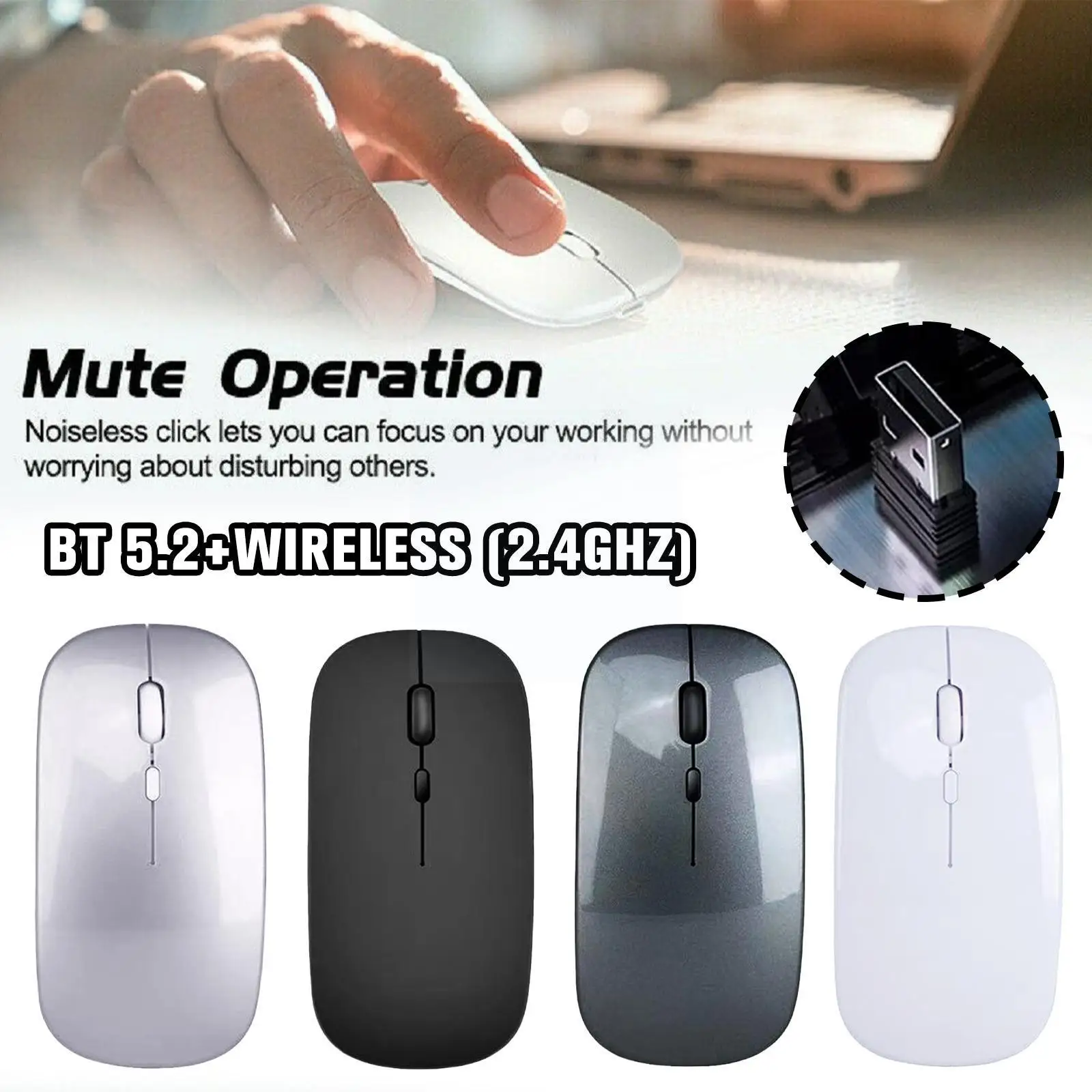 

Bluetooth Wireless Mouse With Usb Rechargeable Rgb Mouse Led Backlit Ergonomic Gaming Mouse For Laptop Pc Gamer 2.4ghz 1200 T1r2