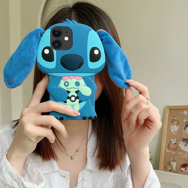 Чехол Stitch Plush Ear 3D для OPPO Reno 5 8T 12 8 7 6 10 11 11F 5G Find X3 X5 Lite Pro портативный регулируемый
