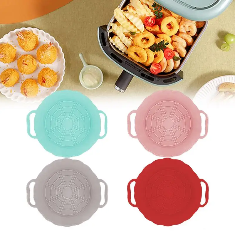 

Airfryer Silicone Basket Reusable Oven Baking Tray Air Fryer Liners For Pizza Fried Chicken Non-Stick Kitchen Baking Tools