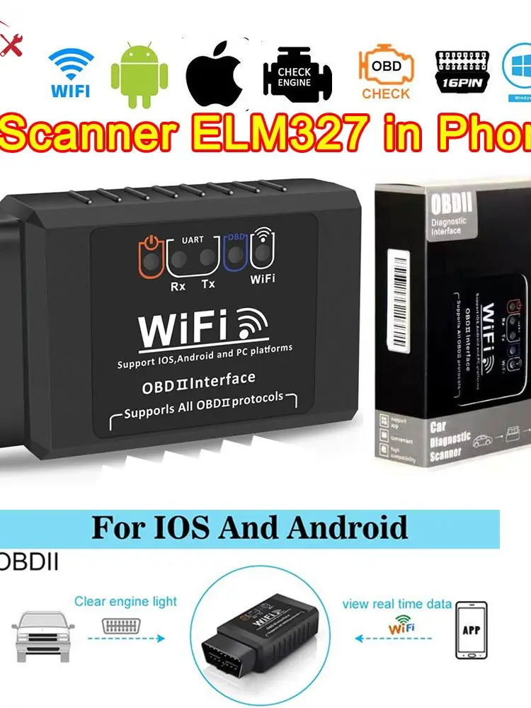 

Автомобильный считыватель кодов V1.5 Wi-Fi ELM327 в телефоне Android/IOS ODB2 коды ошибок переместить по телефону бесплатное приложение OBD2 Мини Автомобильный сканер Wi-Fi elm327