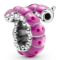 authentic 925 sterling silver moments cute curled caterpillar charm bead fit pandora women bracelet necklace jewelry