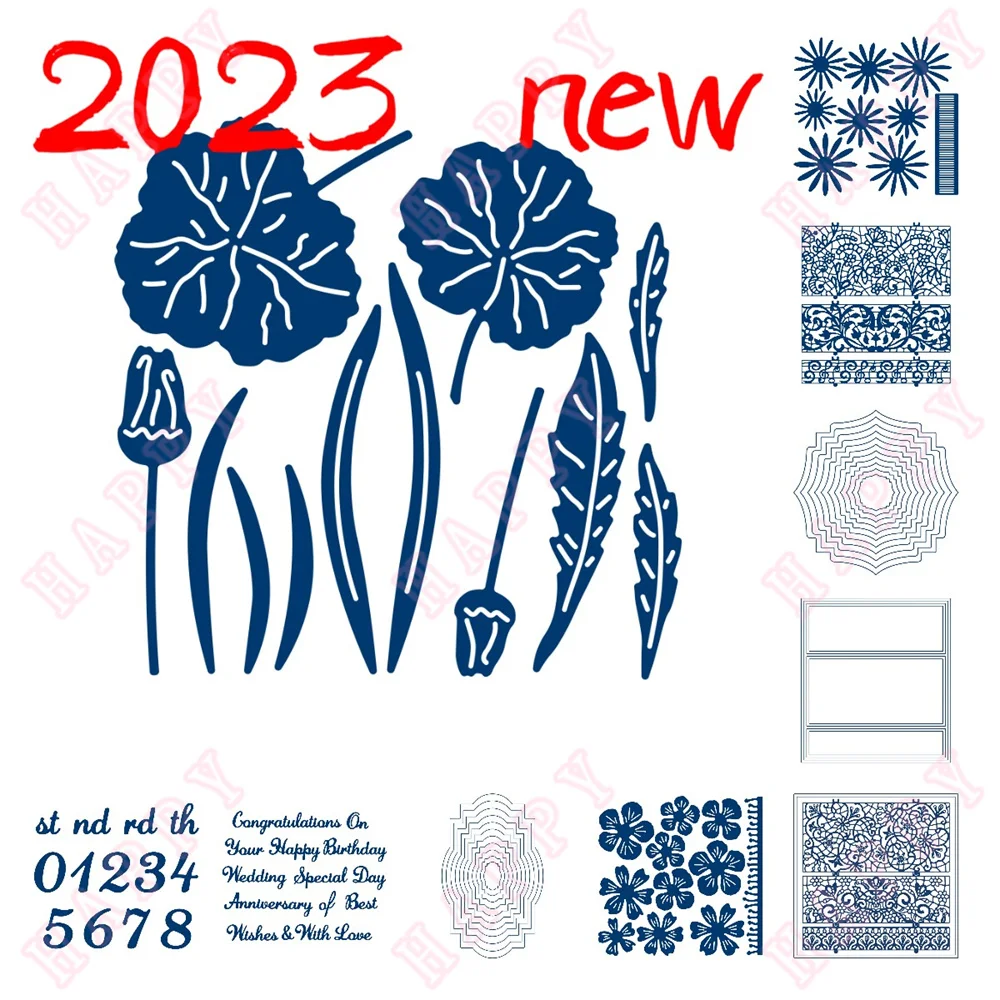 

Metal Cutting Dies Flower Numbers Sentiments Decoration For DIY Scrapbooking Diary Album Paper Template Card Embossing Handcraft