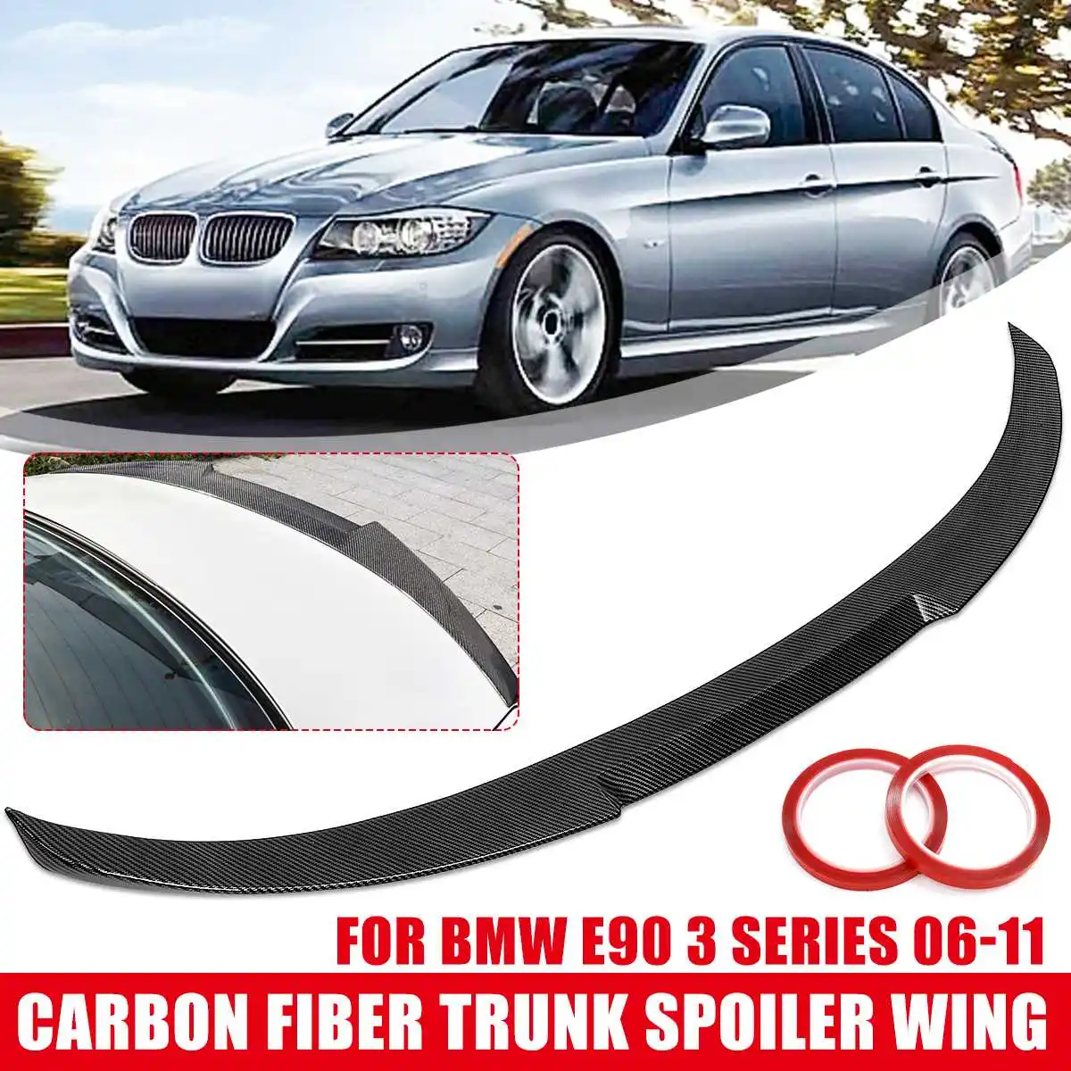 

Глянцевый спойлер для багажника из АБС-пластика черного/углеродного цвета в стиле Wing-M4 для 2006-2011 для BMW E90 3 серии SEDAN & M3 2008-2012