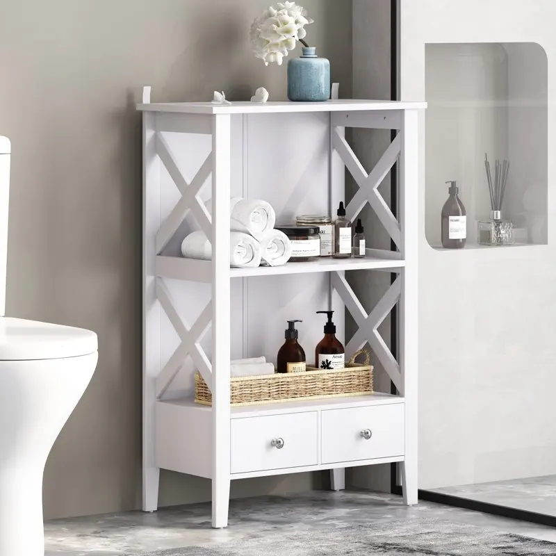 

Bathroom Floor with Drawers, White Shelf Bathroom organizer and storage Shelves Cabinet Medicine cabinet with mirror Desk organ