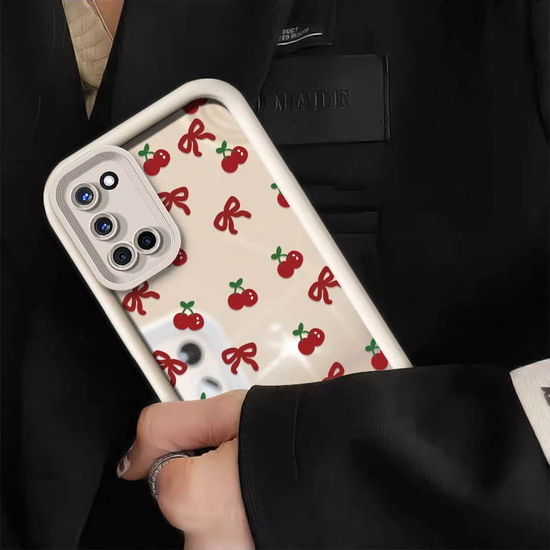 Корейский силиконовый чехол с милым вишневым бантом для OPPO F17 Pro 4G F27 5G F25 F23 F21 F19S F19