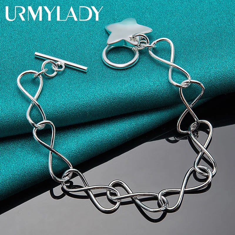 

URMYLADY 925 Sterling Silver Star Pendant Bracelet For Women Fashion Wedding Engagement Party Charm Jewelry