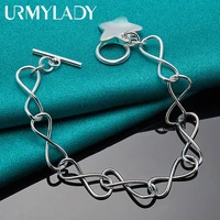 urmylady 925 sterling silver star pendant bracelet chain for women fashion charm wedding engagement party jewelry