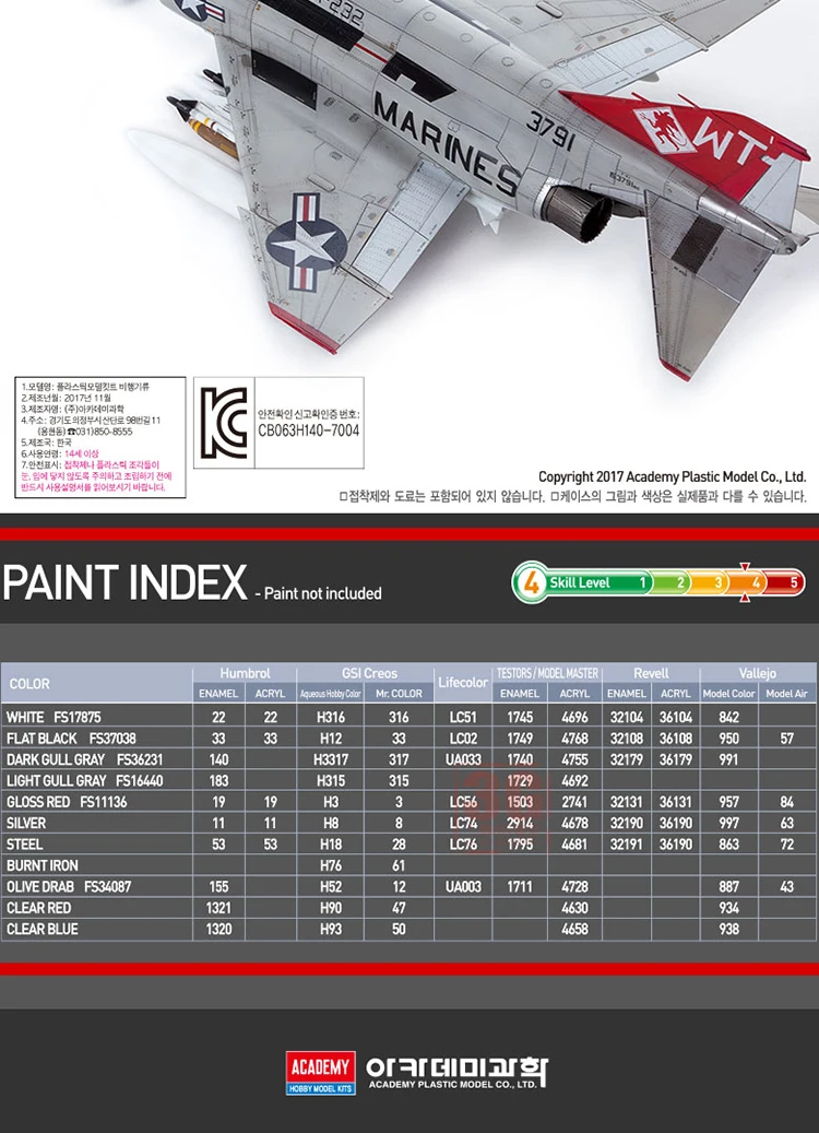 Сборная модель самолета U.S. F/4J VMFA-232 Red Devils масштаба 1/72 от компании ACADEMY для взрослых, статичная игрушка для хобби и DIY.