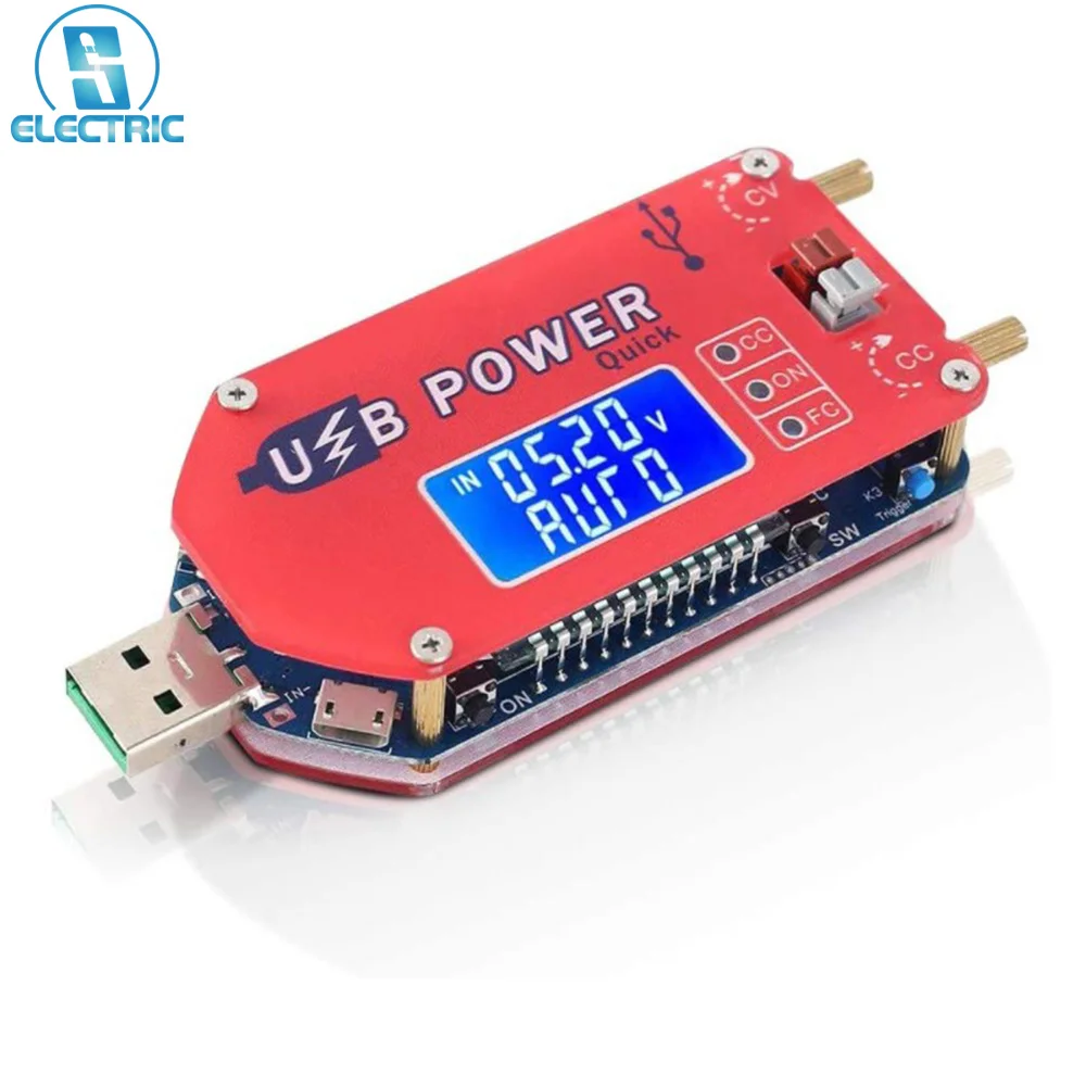 USB Buck Boost Converter 15W LCD Step Up Down Power Voltage Supply Module Support Fast-Charge of QC 2.0 QC 3.0 FCP SCP AFC