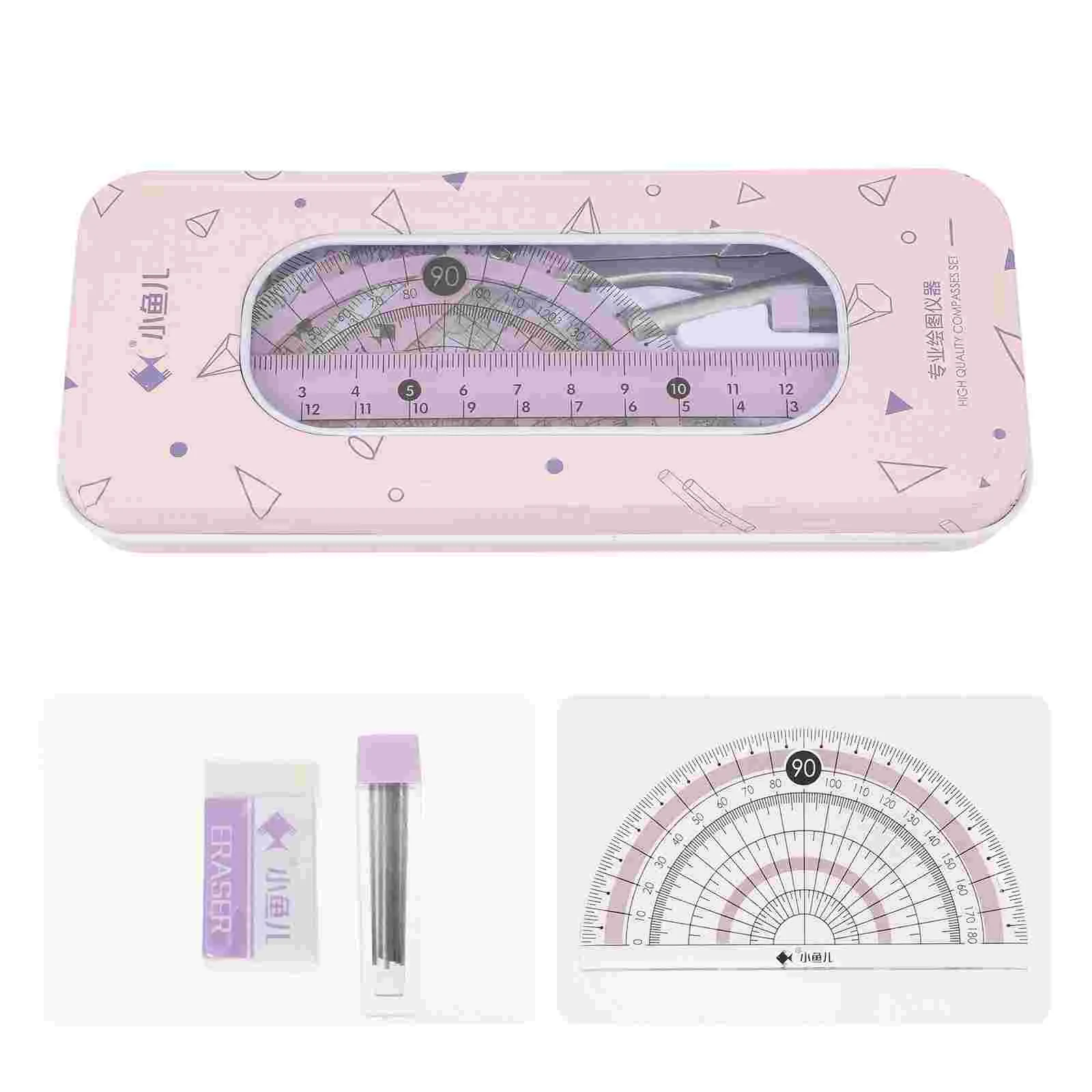 

Ruler Geometry Set Compass Protractor Drawing Mathtriangle School Toolkit Circle Drafting Tools Square Compasses Supplies Scale