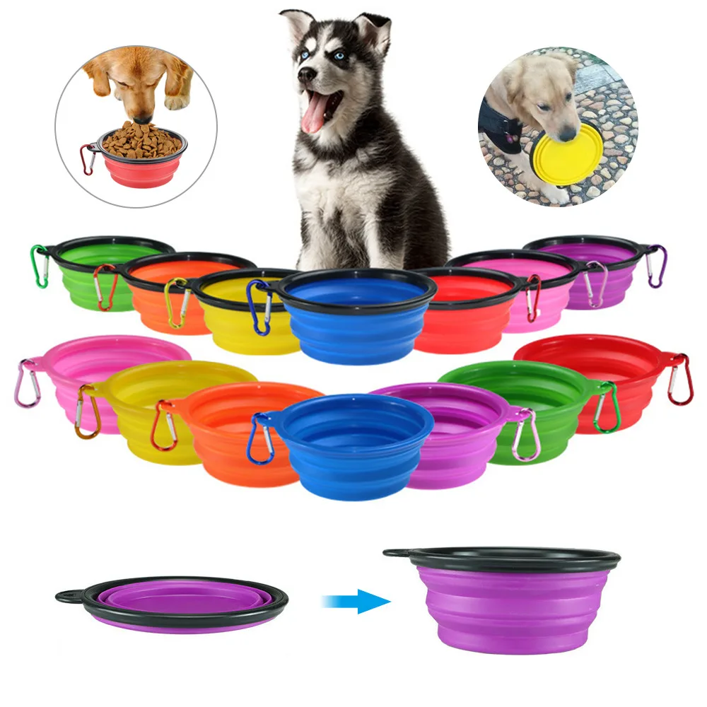 

450ml Large Collapsible Dog Pet Folding Silicone Bowl Outdoor Travel Portable Puppy Food Container Feeder Dish Bowls Dogs Pets