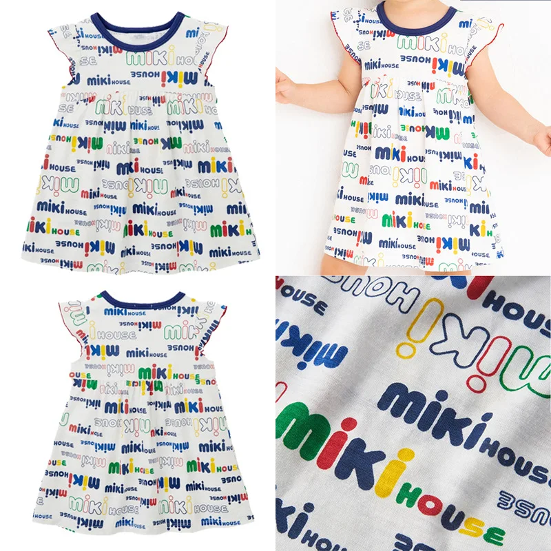 

Children's Dress 2022 Summer New Cotton Daily Girl Color Letter Print Short-Sleeved Cute Vibrant Princess Dress
