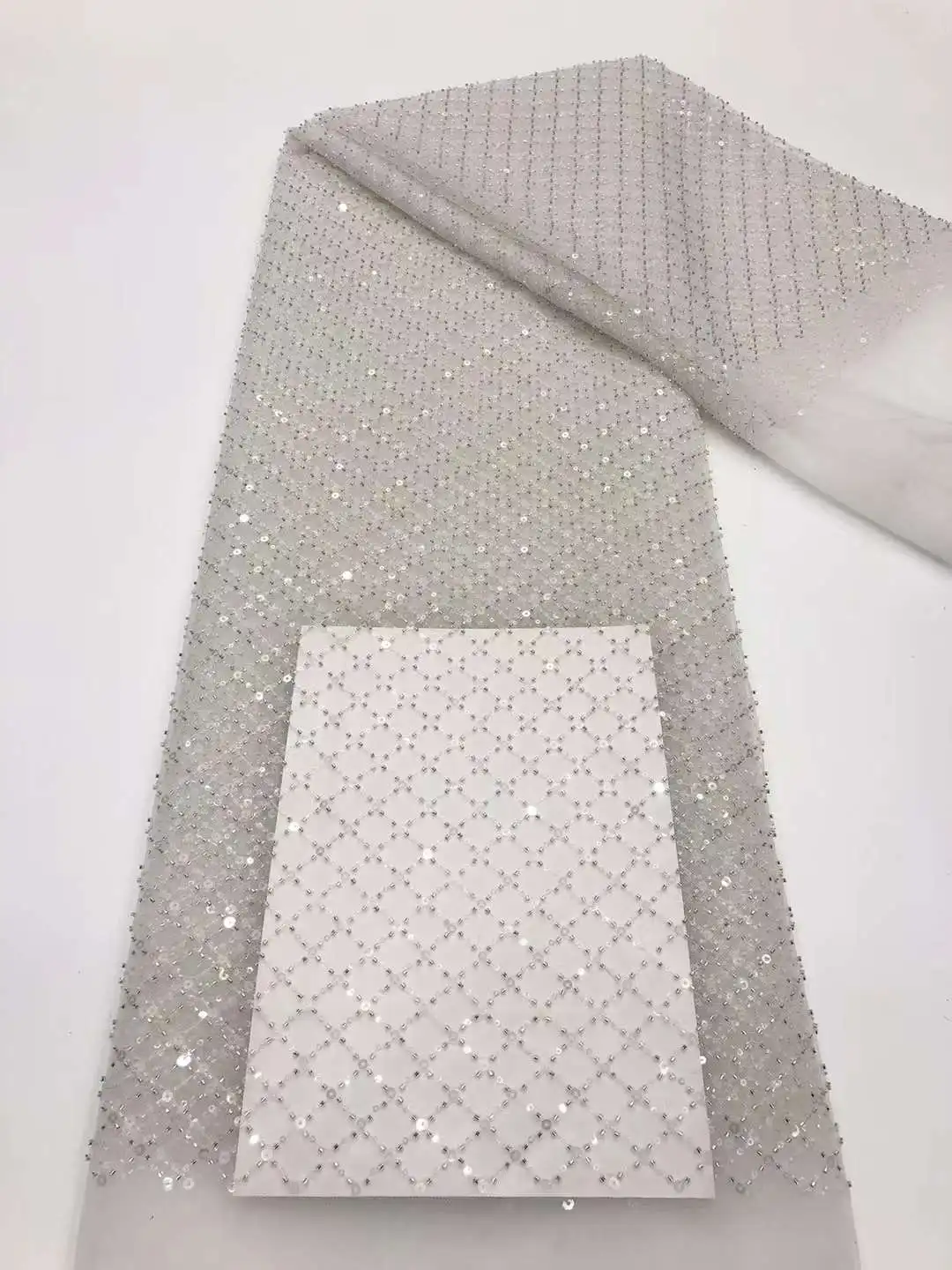 

2022 african fashion wedding gown beaded lace fabric french sequins lace fabric well by 5yard for wedding bride dress