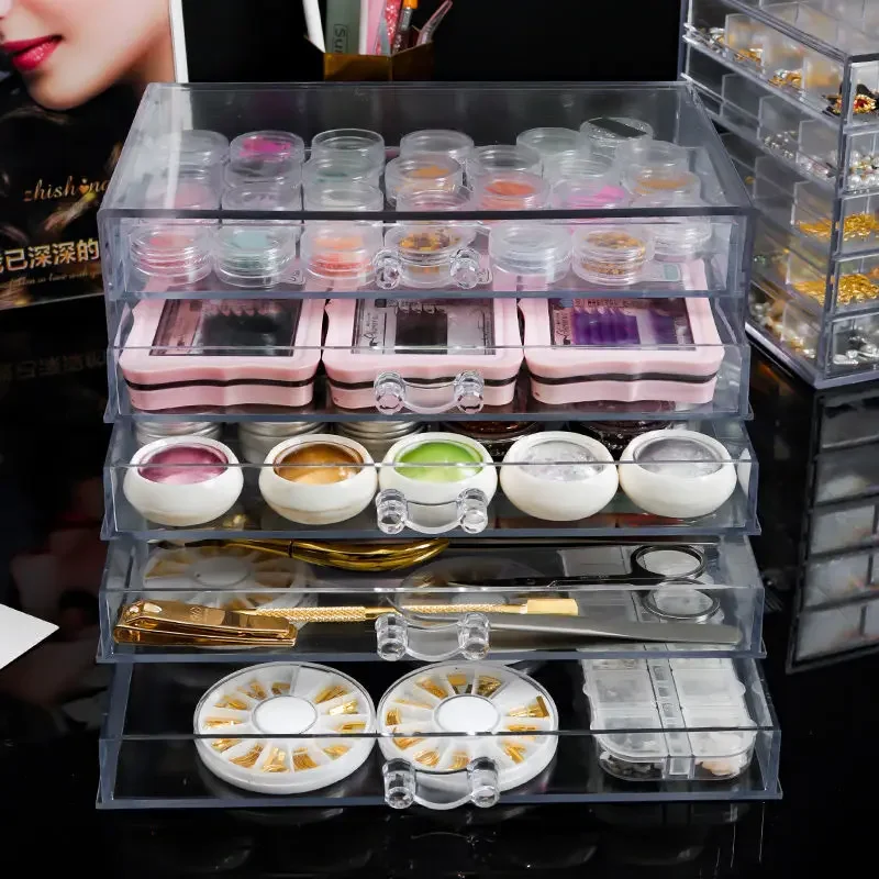 

Transparent Diamond Organizer Organizer Storage Box Nail Jewelry Display Stackable Acrylic Plastic Box Art Drawer Cosmetic Stand