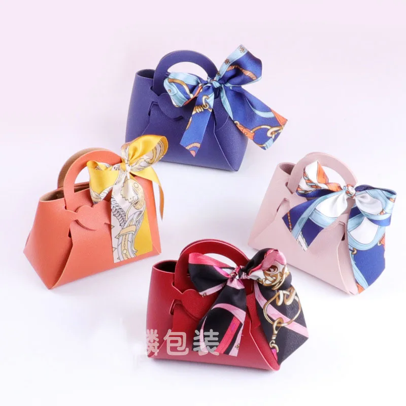 

Leather Double Love Thank You Bags Gift Bag with Handles Cosmetic Packaging Bags Wedding Candy Boxes for Gifts Mother's Day
