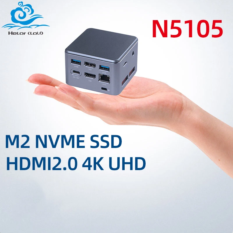 

Мини-ПК Intel Celeron N5105 LPDDR4 Max до 16 ГБ 128 ГБ/256 ГБ M.2 NVMe SSD Intel AC7265 Wi-Fi BT4.0 GbE LAN HDMI2.0 4K UHD Win 10/11