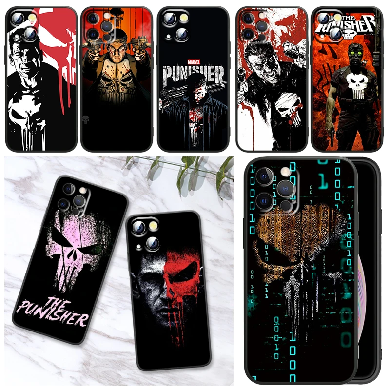 

Marvel Superheroe punisher Phone Case For iPhone 11 12 13 Mini 13 14 Pro Max 11 Pro XS Max X XR Plus 7 8 Silicone Cover