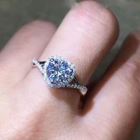 2 carats natural zircon gemstone s925 sterling silver ring heart anillos de wedding silver 925 jewelry bizuteria ring for women