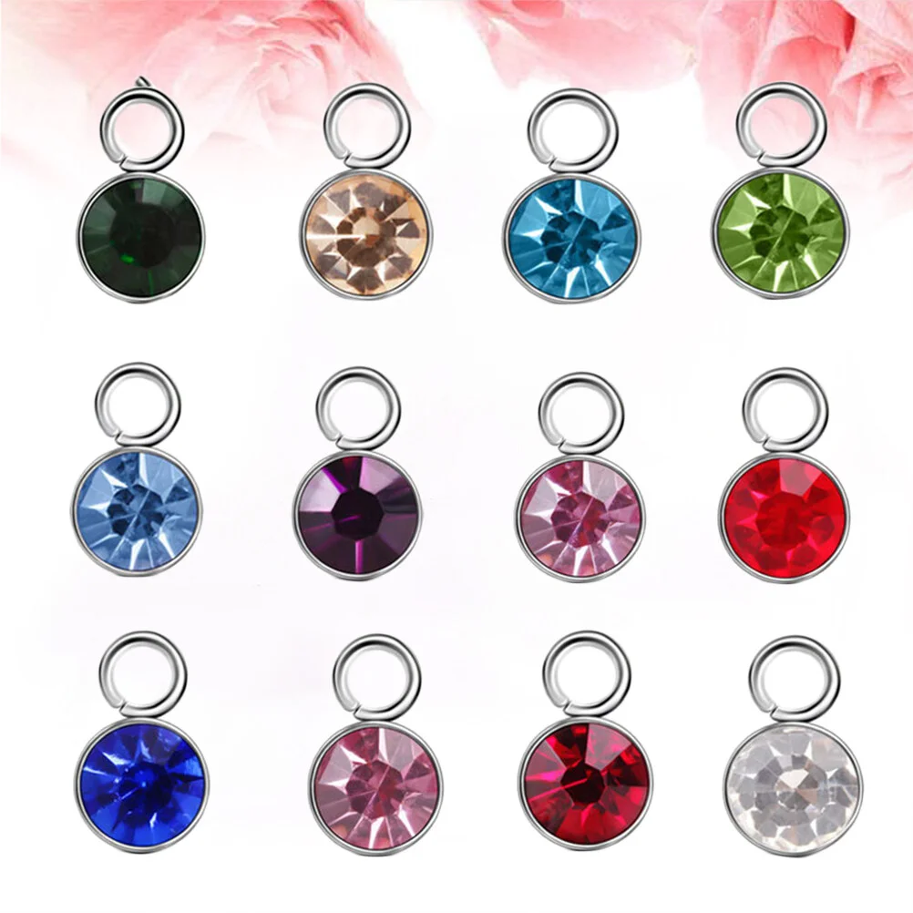 12 Pcs Beads Necklace Amulet DIY Craft Neckalce Pendant Jewelry Making Crystal Birthstone