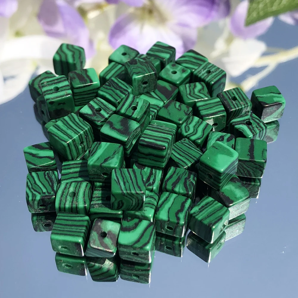 

Natural Square Stone Beads 4 6 8mm Green Malachite Loose Cube Gem Bead for Jewelry Making DIY Bracelet Necklace