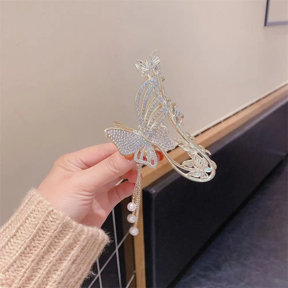 

Pearl Tassel Hair Accessory Headwear Rhinestone Chinese Style Hair Clip Women Shark Clip Hair Grip Clip Hair Claw