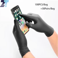 100pcs pure black disposable nitrile gloves latex free dust free s m l xl size tattoo kitchen cleaning hair cuthousehold gloves