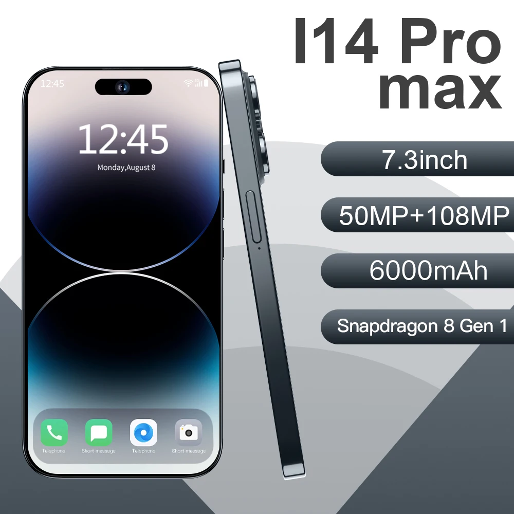 

i14 Pro Max Smartphone 7.3 inch Full Screen 4G 5G Cell Phone 6000mAh Mobile Phones Global Version