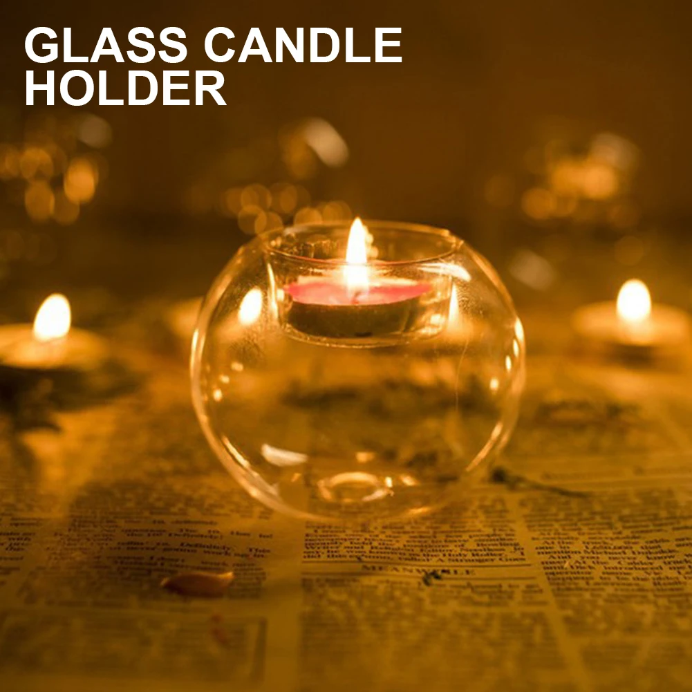 Круглый прозрачный подсвечник из хрустального стекла Свадебный тонкий столовая