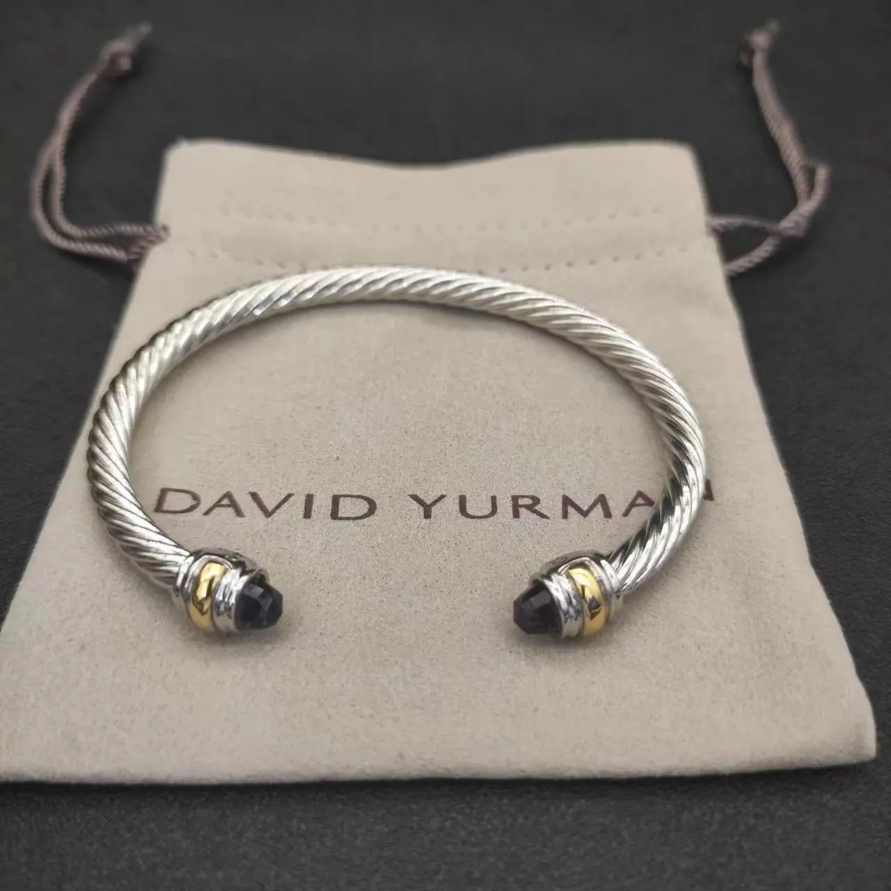 David Yurman Cable Classics Bracelet in Sterling Silver With Amethyst and Pave Diamonds at Ahee Jewelers
