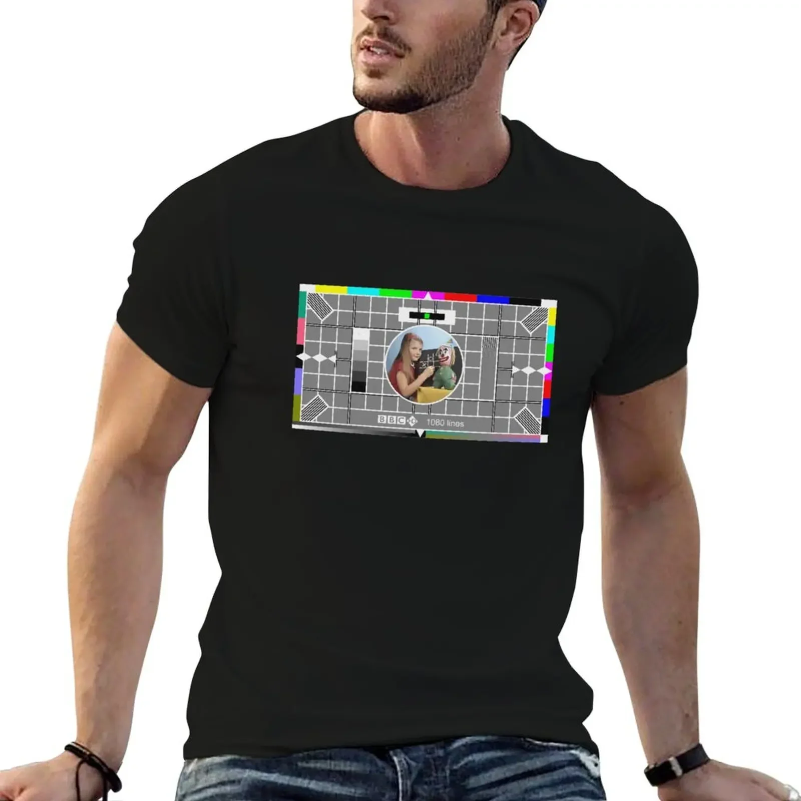 Футболка BBC HD Test Card черные футболки с животным принтом для мальчиков рисунком
