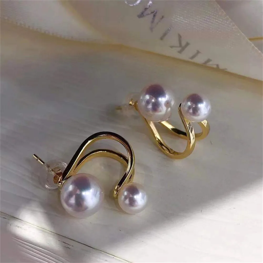 

DIY Pearl Accessories 925 Silver Ear Nail Empty Holder Fashion Gold Silver Eardrop Holder Suitable for Mounting 6-9mm Beads