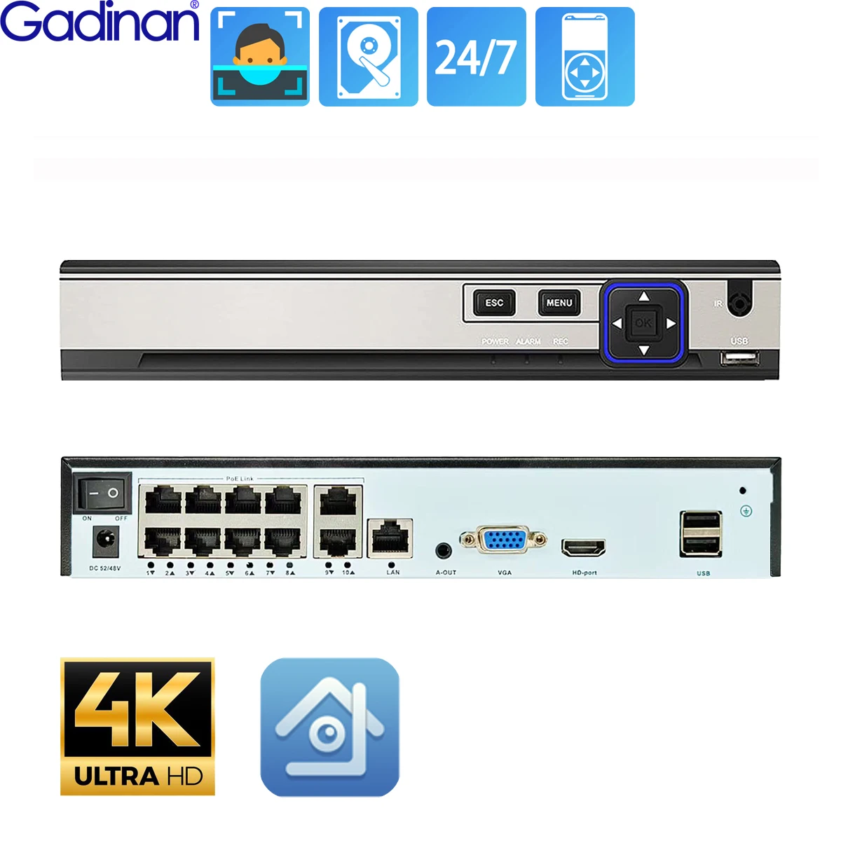 

Gadinan GDN-N6804HE/6808HE/6810HE 8MP сетевой видеорегистратор с распознаванием лиц