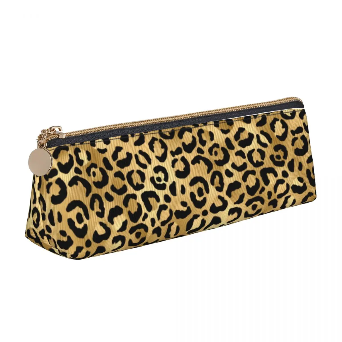 Case Black Gold Leopard Print Stylish School Pencil Box Fash